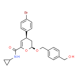 ChemSpider 2D Image | (2S,4S)-4-(4-Bromophenyl)-N-cyclopropyl-2-{[4-(hydroxymethyl)benzyl]oxy}-3,4-dihydro-2H-pyran-6-carboxamide | C23H24BrNO4