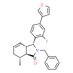 ChemSpider 2D Image | (3R,3aS,7R,7aS)-2-Benzyl-3-[2-fluoro-4-(3-furyl)phenyl]-7-methyl-2,3,3a,6,7,7a-hexahydro-1H-isoindol-1-one | C26H24FNO2
