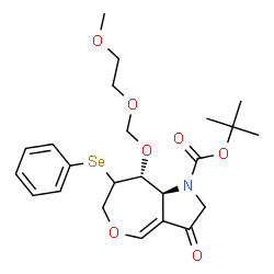 ChemSpider 2D Image | 2-Methyl-2-propanyl (8R,8aS)-8-[(2-methoxyethoxy)methoxy]-3-oxo-7-(phenylselanyl)-2,3,6,7,8,8a-hexahydro-1H-oxepino[4,3-b]pyrrole-1-carboxylate | C23H31NO7Se