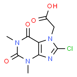 ChemSpider 2D Image | (8-Chloro-1,3-dimethyl-2,6-dioxo-1,2,3,6-tetrahydro-7H-purin-7-yl)acetic acid | C9H9ClN4O4
