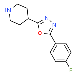 ChemSpider 2D Image | 4-(5-(4-Fluorophenyl)-1,3,4-oxadiazol-2-yl)piperidine | C13H14FN3O