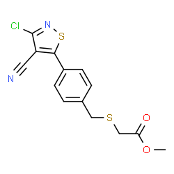 ChemSpider 2D Image | Methyl {[4-(3-chloro-4-cyano-1,2-thiazol-5-yl)benzyl]sulfanyl}acetate | C14H11ClN2O2S2