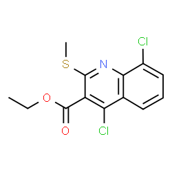 ChemSpider 2D Image | Ethyl 4,8-dichloro-2-(methylthio)-3-quinolinecarboxylate | C13H11Cl2NO2S