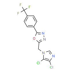 ChemSpider 2D Image | 2-[(4,5-Dichloro-1H-imidazol-1-yl)methyl]-5-[4-(trifluoromethyl)phenyl]-1,3,4-oxadiazole | C13H7Cl2F3N4O