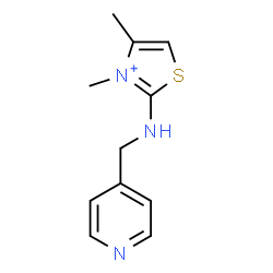 ChemSpider 2D Image | 3,4-Dimethyl-2-[(4-pyridinylmethyl)amino]-1,3-thiazol-3-ium | C11H14N3S