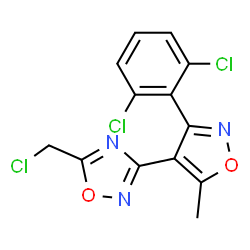 ChemSpider 2D Image | 5-(chloromethyl)-3-(3-(2,6-dichlorophenyl)-5-methylisoxazol-4-yl)-1,2,4-oxadiazole | C13H8Cl3N3O2