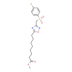 ChemSpider 2D Image | Methyl 8-(3-{[(4-fluorophenyl)sulfonyl]methyl}-1,2,4-oxadiazol-5-yl)octanoate | C18H23FN2O5S