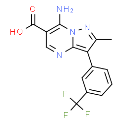 ChemSpider 2D Image | 7-Amino-2-methyl-3-[3-(trifluoromethyl)phenyl]pyrazolo[1,5-a]pyrimidine-6-carboxylic acid | C15H11F3N4O2