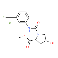 ChemSpider 2D Image | Methyl 4-hydroxy-1-{[3-(trifluoromethyl)phenyl]carbamoyl}prolinate | C14H15F3N2O4