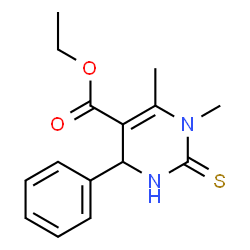 ChemSpider 2D Image | Ethyl 1,6-dimethyl-4-phenyl-2-thioxo-1,2,3,4-tetrahydro-5-pyrimidinecarboxylate | C15H18N2O2S
