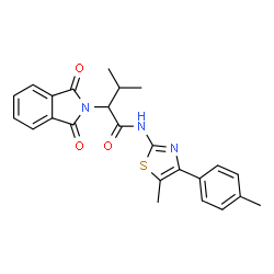 ChemSpider 2D Image | 2-(1,3-Dioxo-1,3-dihydro-2H-isoindol-2-yl)-3-methyl-N-[5-methyl-4-(4-methylphenyl)-1,3-thiazol-2-yl]butanamide | C24H23N3O3S