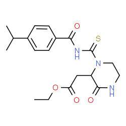 ChemSpider 2D Image | Ethyl {1-[(4-isopropylbenzoyl)carbamothioyl]-3-oxo-2-piperazinyl}acetate | C19H25N3O4S
