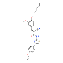 ChemSpider 2D Image | 2-Cyano-N-[4-(4-ethoxyphenyl)-1,3-thiazol-2-yl]-3-[4-(hexyloxy)-3-methoxyphenyl]acrylamide | C28H31N3O4S