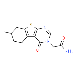 ChemSpider 2D Image | 2-(7-Methyl-4-oxo-5,6,7,8-tetrahydro[1]benzothieno[2,3-d]pyrimidin-3(4H)-yl)acetamide | C13H15N3O2S