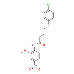 ChemSpider 2D Image | 4-(4-Chlorophenoxy)-N-(2-methoxy-4-nitrophenyl)butanamide | C17H17ClN2O5