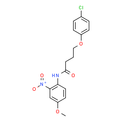 ChemSpider 2D Image | 4-(4-Chlorophenoxy)-N-(4-methoxy-2-nitrophenyl)butanamide | C17H17ClN2O5