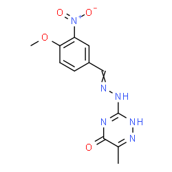 ChemSpider 2D Image | 3-[2-(4-Methoxy-3-nitrobenzylidene)hydrazino]-6-methyl-1,2,4-triazin-5(2H)-one | C12H12N6O4