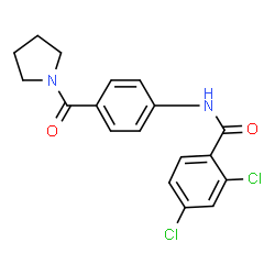 ChemSpider 2D Image | 2,4-Dichloro-N-[4-(1-pyrrolidinylcarbonyl)phenyl]benzamide | C18H16Cl2N2O2