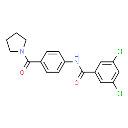 ChemSpider 2D Image | 3,5-Dichloro-N-[4-(1-pyrrolidinylcarbonyl)phenyl]benzamide | C18H16Cl2N2O2