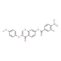 ChemSpider 2D Image | 3-(4-Methoxyphenoxy)-4-oxo-4H-chromen-7-yl 3-methyl-4-nitrobenzoate | C24H17NO8