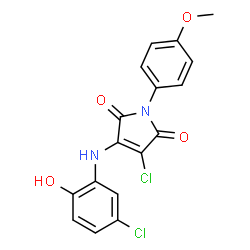 ChemSpider 2D Image | 3-Chloro-4-[(5-chloro-2-hydroxyphenyl)amino]-1-(4-methoxyphenyl)-1H-pyrrole-2,5-dione | C17H12Cl2N2O4