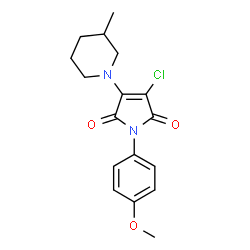 ChemSpider 2D Image | 3-chloro-1-(4-methoxyphenyl)-4-(3-methyl-1-piperidinyl)pyrrole-2,5-dione | C17H19ClN2O3