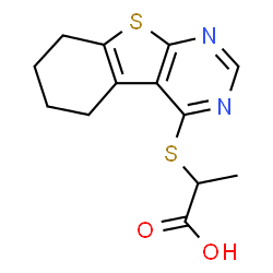ChemSpider 2D Image | 2-(5,6,7,8-Tetrahydro[1]benzothieno[2,3-d]pyrimidin-4-ylsulfanyl)propanoic acid | C13H14N2O2S2