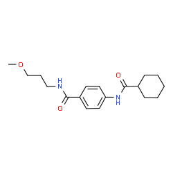 ChemSpider 2D Image | 4-[(Cyclohexylcarbonyl)amino]-N-(3-methoxypropyl)benzamide | C18H26N2O3