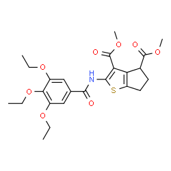 ChemSpider 2D Image | Dimethyl 2-[(3,4,5-triethoxybenzoyl)amino]-5,6-dihydro-4H-cyclopenta[b]thiophene-3,4-dicarboxylate | C24H29NO8S