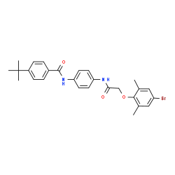ChemSpider 2D Image | N-(4-{[(4-Bromo-2,6-dimethylphenoxy)acetyl]amino}phenyl)-4-(2-methyl-2-propanyl)benzamide | C27H29BrN2O3