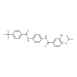 ChemSpider 2D Image | 3-Bromo-4-isopropoxy-N-(4-{[4-(2-methyl-2-propanyl)benzoyl]amino}phenyl)benzamide | C27H29BrN2O3