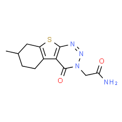 ChemSpider 2D Image | 2-(7-Methyl-4-oxo-5,6,7,8-tetrahydro[1]benzothieno[2,3-d][1,2,3]triazin-3(4H)-yl)acetamide | C12H14N4O2S