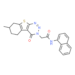 ChemSpider 2D Image | 2-(7-Methyl-4-oxo-5,6,7,8-tetrahydro[1]benzothieno[2,3-d][1,2,3]triazin-3(4H)-yl)-N-(1-naphthyl)acetamide | C22H20N4O2S