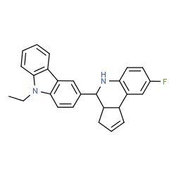 ChemSpider 2D Image | 4-(9-Ethyl-9H-carbazol-3-yl)-8-fluoro-3a,4,5,9b-tetrahydro-3H-cyclopenta[c]quinoline | C26H23FN2