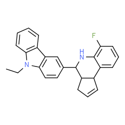 ChemSpider 2D Image | 4-(9-Ethyl-9H-carbazol-3-yl)-6-fluoro-3a,4,5,9b-tetrahydro-3H-cyclopenta[c]quinoline | C26H23FN2