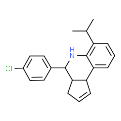 ChemSpider 2D Image | 4-(4-Chlorophenyl)-6-isopropyl-3a,4,5,9b-tetrahydro-3H-cyclopenta[c]quinoline | C21H22ClN