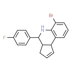ChemSpider 2D Image | 6-Bromo-4-(4-fluorophenyl)-3a,4,5,9b-tetrahydro-3H-cyclopenta[c]quinoline | C18H15BrFN