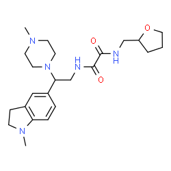 ChemSpider 2D Image | N-[2-(1-Methyl-2,3-dihydro-1H-indol-5-yl)-2-(4-methyl-1-piperazinyl)ethyl]-N'-(tetrahydro-2-furanylmethyl)ethanediamide | C23H35N5O3
