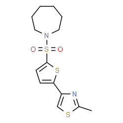 ChemSpider 2D Image | 4-[5-(azepan-1-ylsulfonyl)-2-thienyl]-2-methyl-1,3-thiazole | C14H18N2O2S3