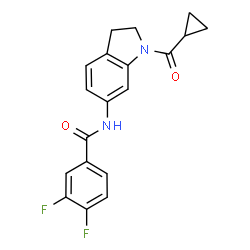 ChemSpider 2D Image | N-[1-(Cyclopropylcarbonyl)-2,3-dihydro-1H-indol-6-yl]-3,4-difluorobenzamide | C19H16F2N2O2