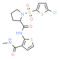 ChemSpider 2D Image | 1-[(5-Chloro-2-thienyl)sulfonyl]-N-[3-(methylcarbamoyl)-2-thienyl]prolinamide | C15H16ClN3O4S3