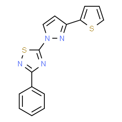 ChemSpider 2D Image | 3-Phenyl-5-[3-(2-thienyl)-1H-pyrazol-1-yl]-1,2,4-thiadiazole | C15H10N4S2