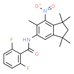 ChemSpider 2D Image | 2,6-Difluoro-N-(1,1,3,3,6-pentamethyl-7-nitro-2,3-dihydro-1H-inden-5-yl)benzamide | C21H22F2N2O3