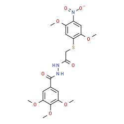 ChemSpider 2D Image | N'-{[(2,5-Dimethoxy-4-nitrophenyl)sulfanyl]acetyl}-3,4,5-trimethoxybenzohydrazide | C20H23N3O9S