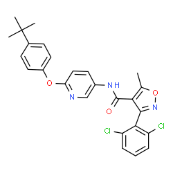 ChemSpider 2D Image | N4-{6-[4-(tert-butyl)phenoxy]-3-pyridyl}-3-(2,6-dichlorophenyl)-5-methylisoxazole-4-carboxamide | C26H23Cl2N3O3