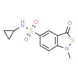 ChemSpider 2D Image | N-Cyclopropyl-1-methyl-3-oxo-1,3-dihydro-2,1-benzothiazole-5-sulfonamide | C11H12N2O3S2