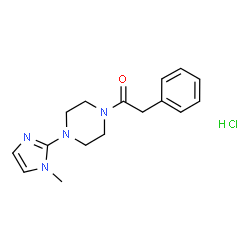ChemSpider 2D Image | 1-[4-(1-Methyl-1H-imidazol-2-yl)-1-piperazinyl]-2-phenylethanone hydrochloride (1:1) | C16H21ClN4O