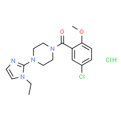 ChemSpider 2D Image | (5-Chloro-2-methoxyphenyl)[4-(1-ethyl-1H-imidazol-2-yl)-1-piperazinyl]methanone hydrochloride (1:1) | C17H22Cl2N4O2