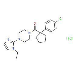 ChemSpider 2D Image | [1-(4-Chlorophenyl)cyclopentyl][4-(1-ethyl-1H-imidazol-2-yl)-1-piperazinyl]methanone hydrochloride (1:1) | C21H28Cl2N4O