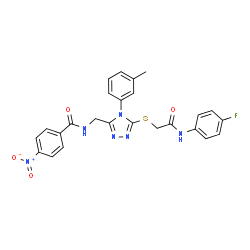 ChemSpider 2D Image | N-{[5-({2-[(4-Fluorophenyl)amino]-2-oxoethyl}sulfanyl)-4-(3-methylphenyl)-4H-1,2,4-triazol-3-yl]methyl}-4-nitrobenzamide | C25H21FN6O4S
